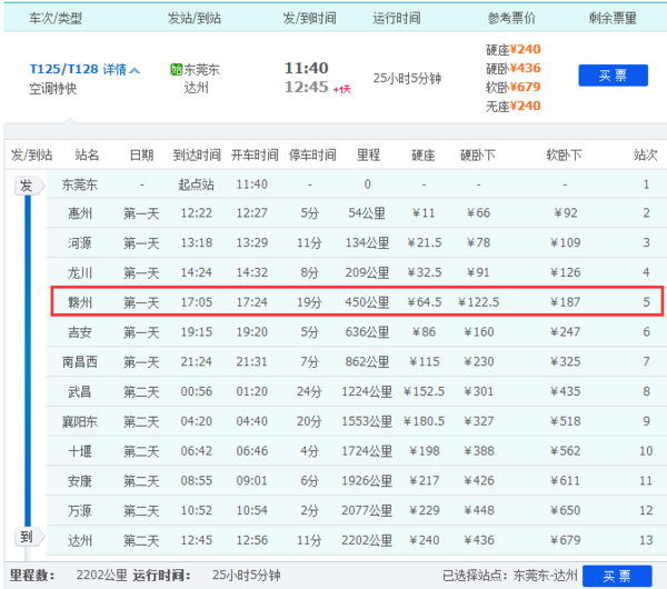 东莞东到达州的票能在赣州上车吗_360问答