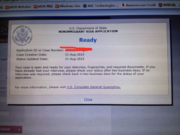 美国签证续签,网站查询状态为ready,如图。请问
