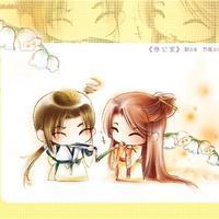 求Q版古风 情侣头像一张图里两个人 百度很容