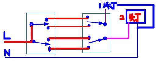 楼梯上下单联开关控制两个灯接线图