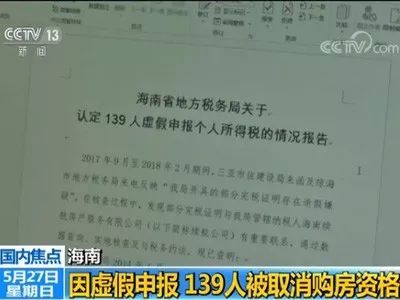 139人因虚假申报个税在海南骗购住房被取消购