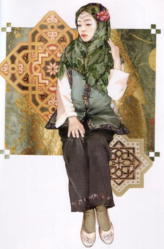 少数民族美女图之撒拉族、畲族、水族、塔吉克族