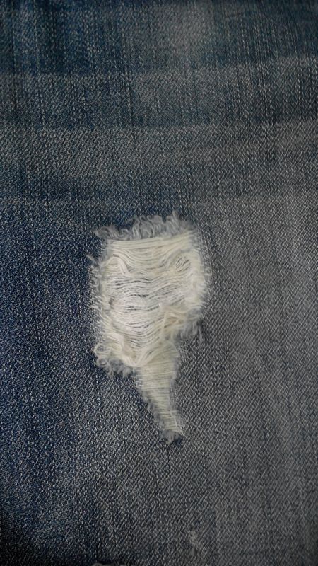 破洞牛仔 DIY补 断纱 补猫须 效果图, 补的怎样?
