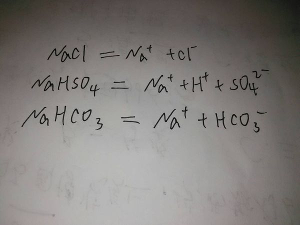 跪求化学高手 写出nacl nahso4 nahco3的电离方