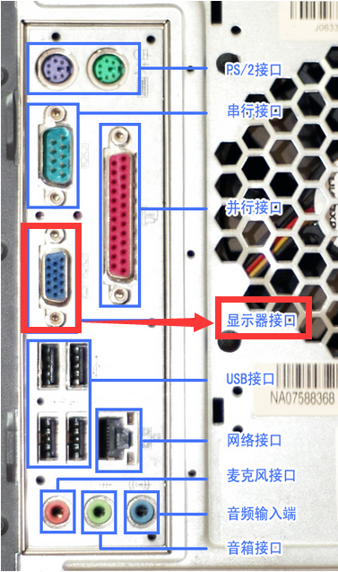 联想液晶显示器电源插口怎么插在普通电脑机箱