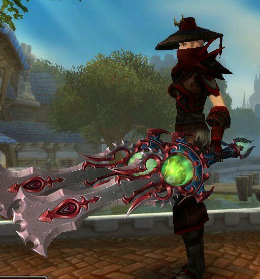 请问下图是不是血牙套装幻化,熊猫人盗贼幻化是不是很丑。_360问答