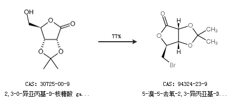 5-溴-5-去氧-2,3-异丙亚基-D-核糖内酯的合成路