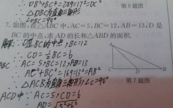 初二数学勾股定理的问题,第七题_360问答