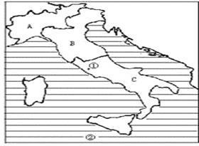 问题(10分)(1)图中字母代表意大利新工业区的是