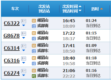 6月28日峨眉山站到成都都东站的最早一报高铁