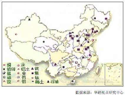 中国矿产资源分布图_360百科