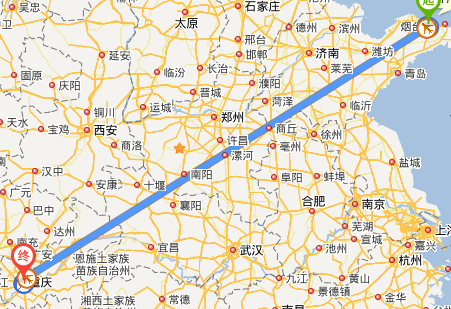 中国地图上烟台属于重庆的哪个方位_360问答