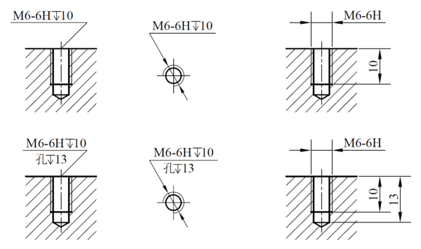 cad中深16攻丝12怎么表示_360问答