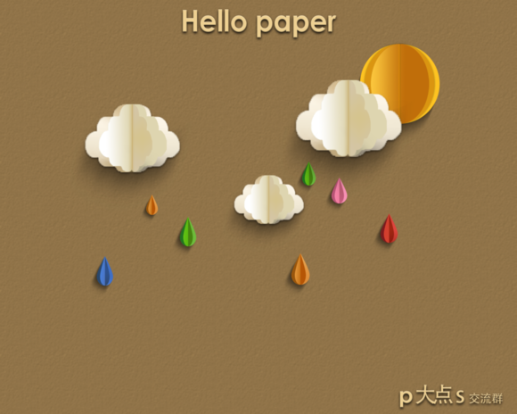 PhotoShop可爱的立体剪\/折纸效果天气预报小