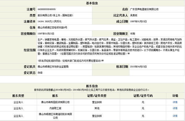 上海容声工贸有限公司和广东的容声电器是什么