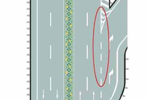 路面由白色虚线和三角地带标线组成的是什么标