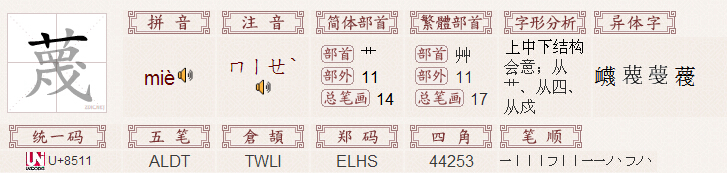 "蔑"字的基本信息