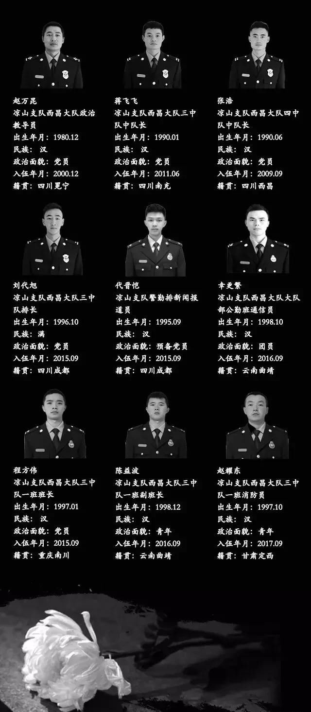 沉痛哀悼30名凉山森林火灾中牺牲的战友兄弟