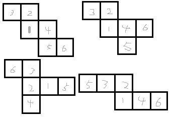 立方体的不同展开图,在每一个展开图的六个面