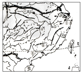 局部地区图,回答。 (1)图中数字代表的地理事