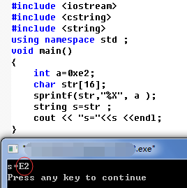C++里如何将int类型的16进制数转换成string类