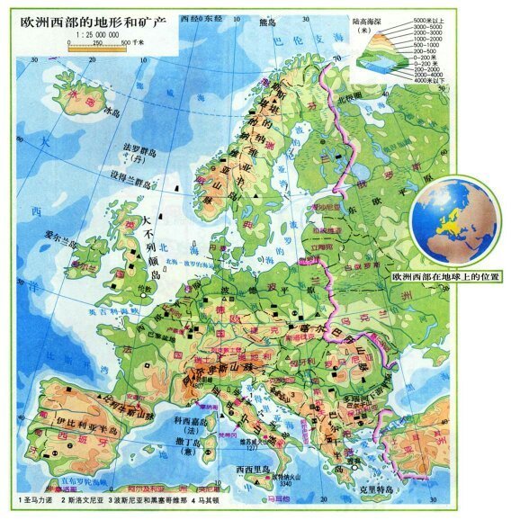 欧洲经纬线,近海,高原,山脉地图_360问答
