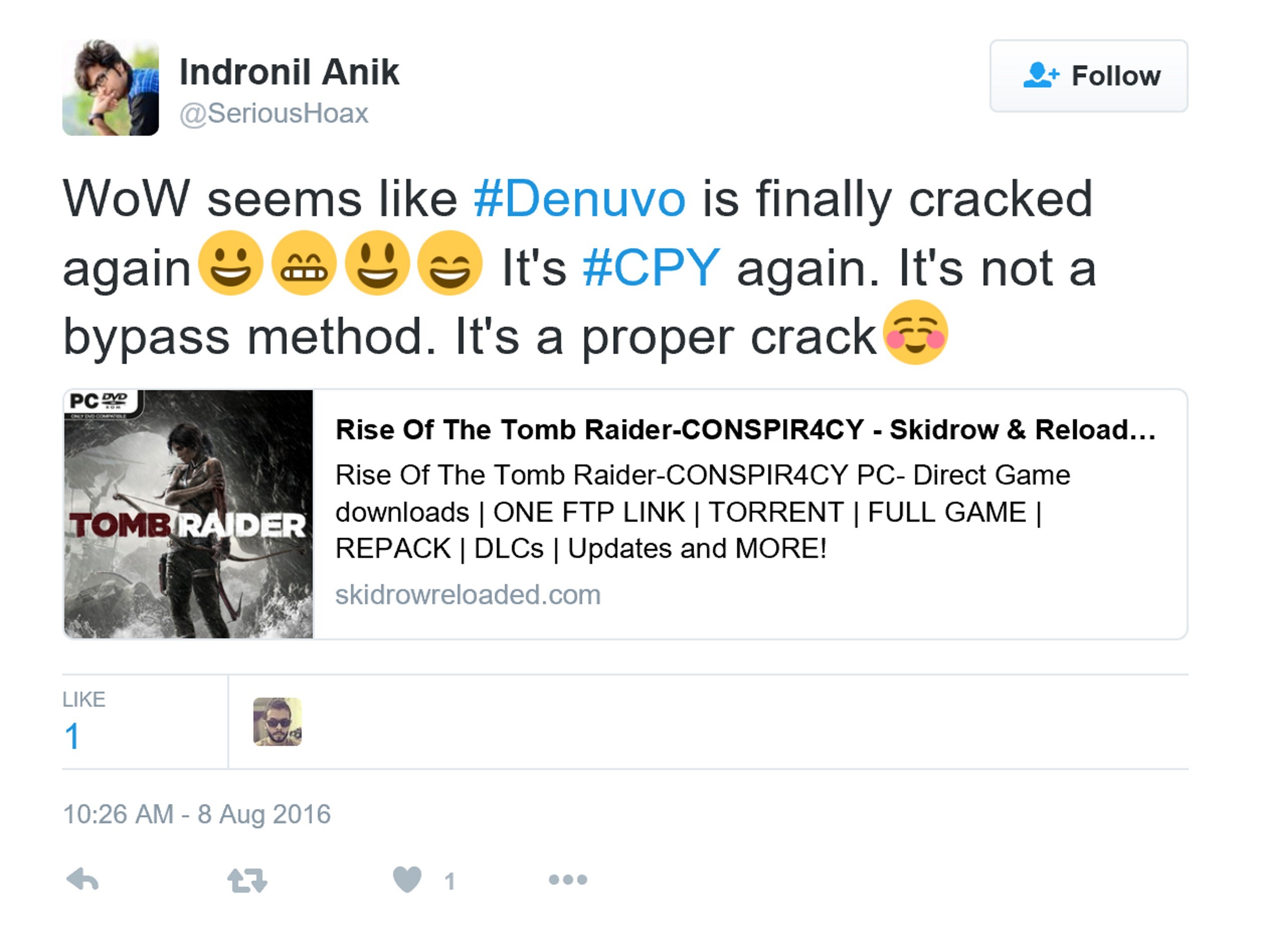 《古墓丽影:崛起》实现真正破解 CPY拒绝Den