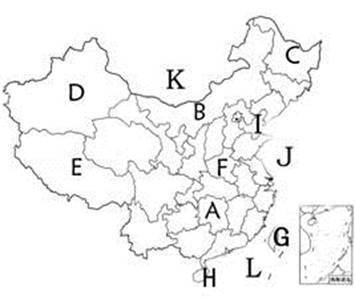 下图中的英文字母代表我国相应的省级行政单位