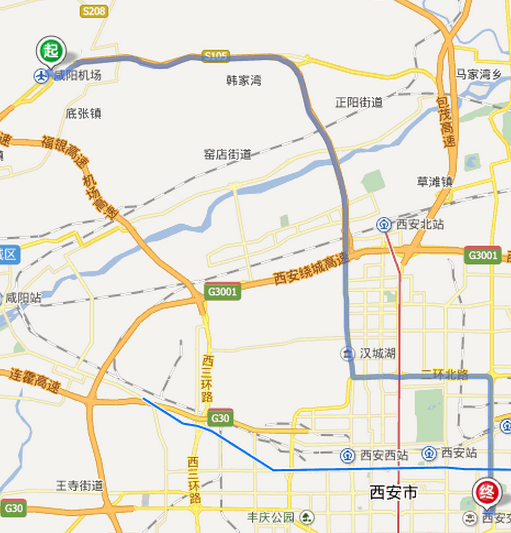 急,从西安咸阳机场怎么到西安理工大学金花校