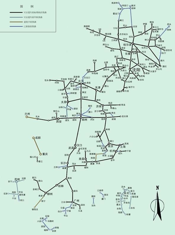 要一张中国地图,抗日战争时期全国铁路分布图