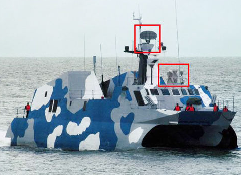 022导弹艇的雷达天线和光电跟踪仪