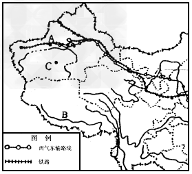 读我国西北地区略图回答问题: (1)写出图中字