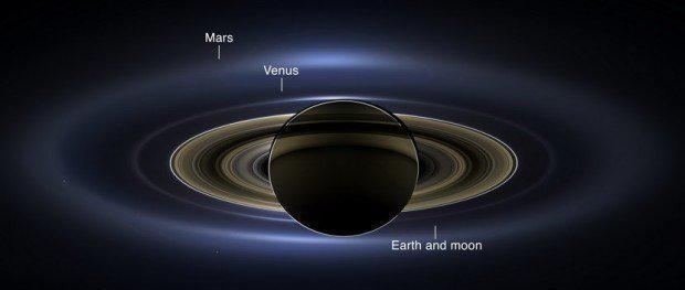 NASA拍下地球、月球、火星、金星及土星大合照