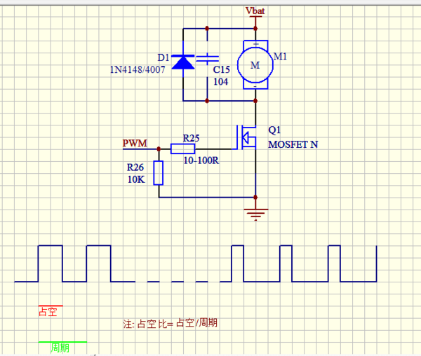 PWM控制场效应管驱动来控制空心杯电机的转