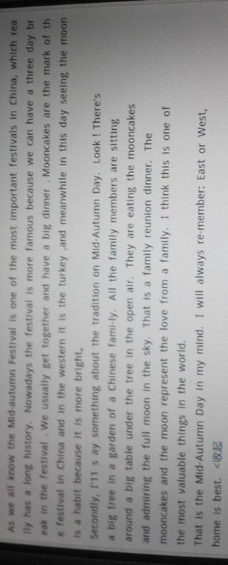 同学们,帮我写一篇关于中秋节的英语作文,在这
