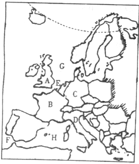 读欧洲西部图.回答下列的问题.(1)欧洲西部大