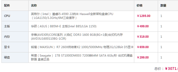 3000的预算,来个电脑组装配置清单,要性价比最