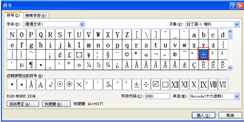 在word中上面一个减号下面一个加号的减加号