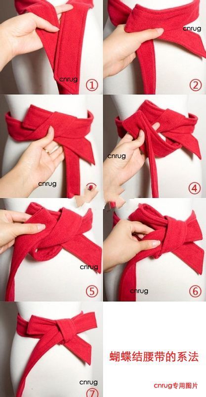 请问这个连衣裙腰带的蝴蝶结系法,图解,谢谢_