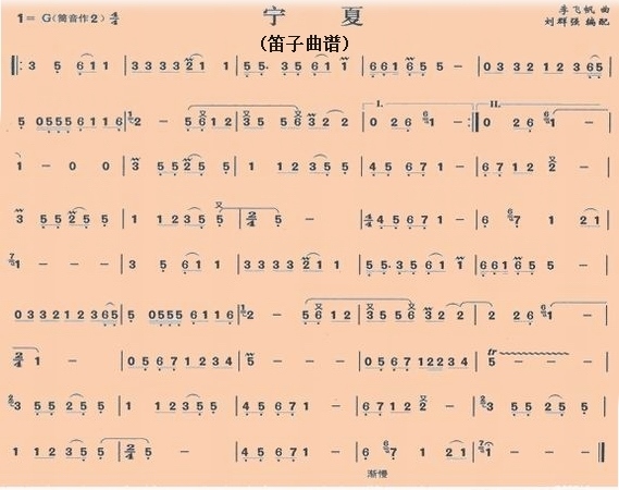 《宁夏》长笛乐谱_360问答