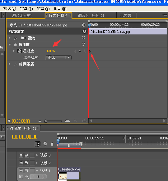 Adobe Premiere Pro CS4淡入淡出的同时缩小