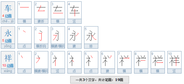 车永祥总共多少个笔画_360问答