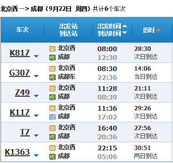 从北京西站到成都的火车有几趟。?_360问答