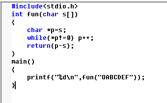 一道C语言题目 int fun(char s) { char *p=s; while