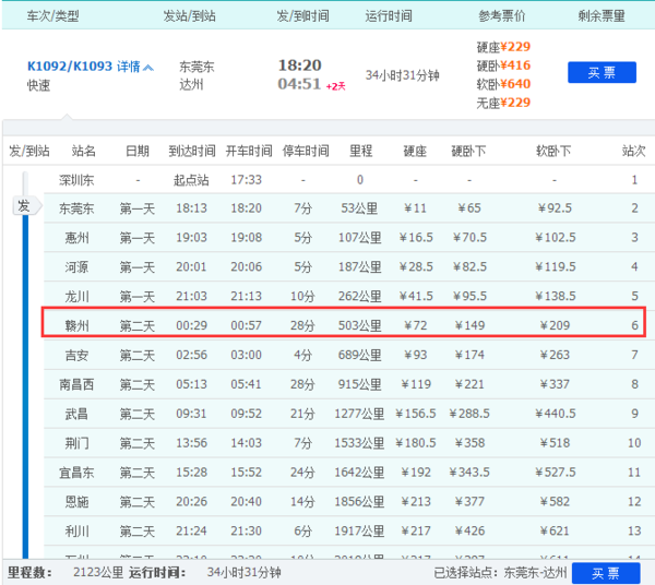 东莞东到达州的票能在赣州上车吗_360问答