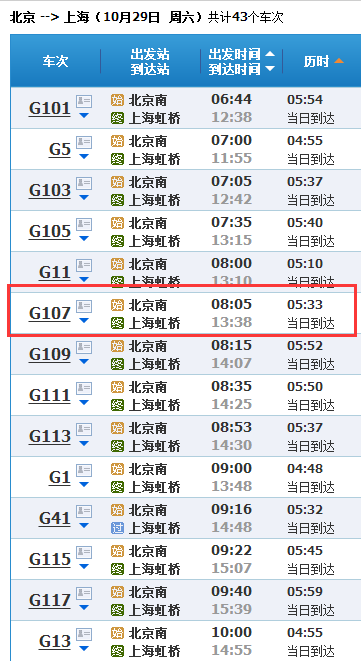 北京高铁G170到上海多少时间_360问答