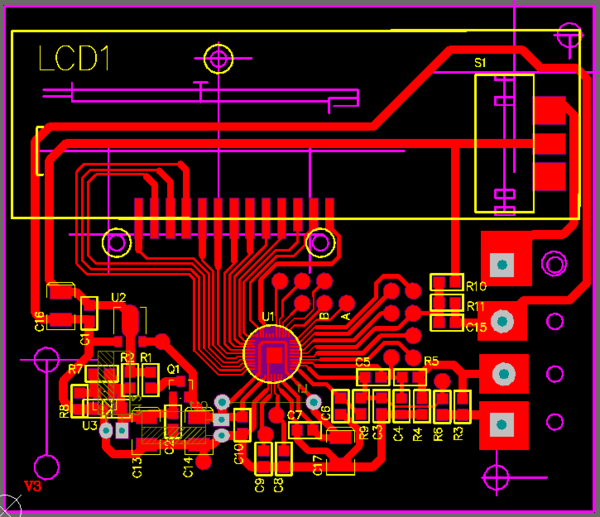 一个三位数字显示计时定时器设计电路PCB图