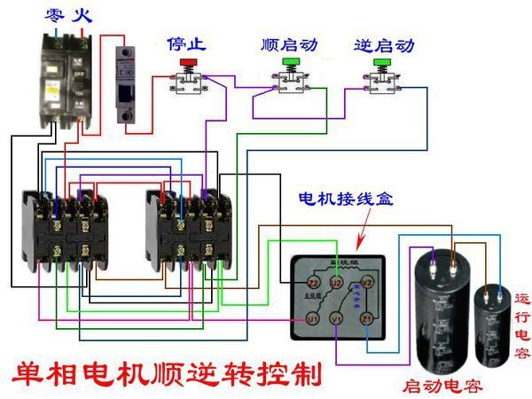 单相电机双电容接线盒里有6个端子,两个连片连