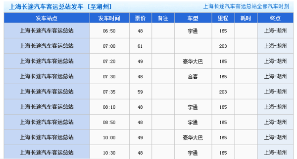 上海到湖州的汽车有没有。