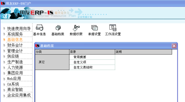 用友erp-u8 进入企业门户 基础信息- 基础档案